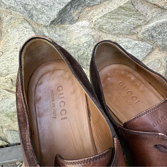 Gucci Brown Leather Derby Dress Shoes US 10