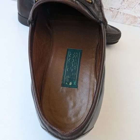 Gucci Brown Leather Horsebit Loafers Slip-On