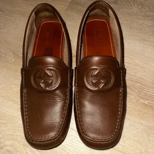 Gucci Brown Leather Loafers Slip-On Style