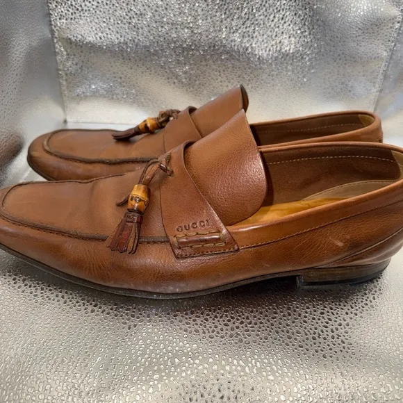 Gucci Brown Leather Slip-On Loafers with Classic Design size 9.5