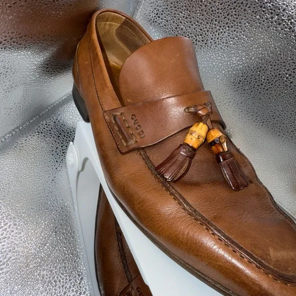 Gucci Brown Leather Slip-On Loafers with Classic Design size 9.5
