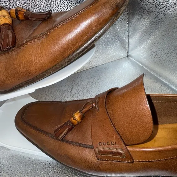 Gucci Brown Leather Slip-On Loafers with Classic Design size 9.5
