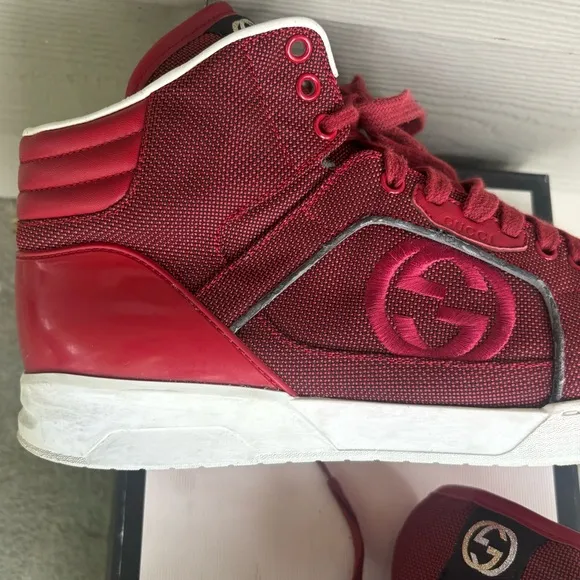 Gucci GG Embossed Red High Top Sneakers 🔥