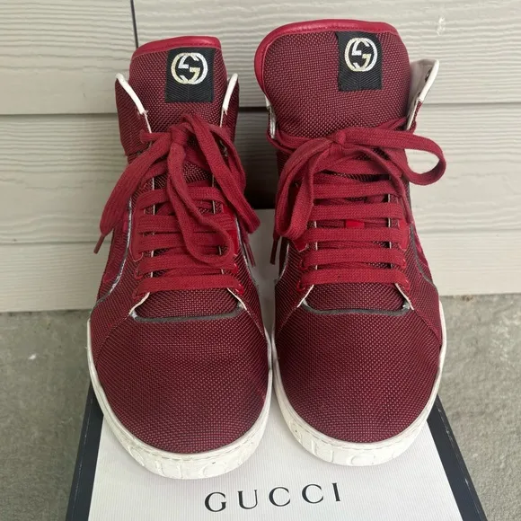 Gucci GG Embossed Red High Top Sneakers 🔥