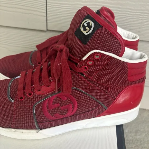 Gucci GG Embossed Red High Top Sneakers 🔥
