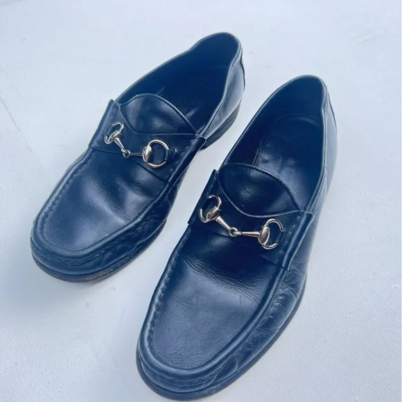 GUCCI horsebit black leather loafers 9D 9 D classic authentic