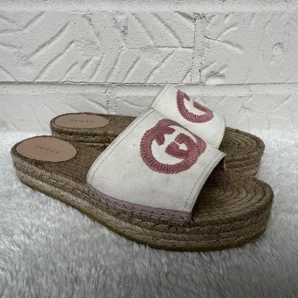 Gucci Pilar GG Double Stack Espadrilles Size 37