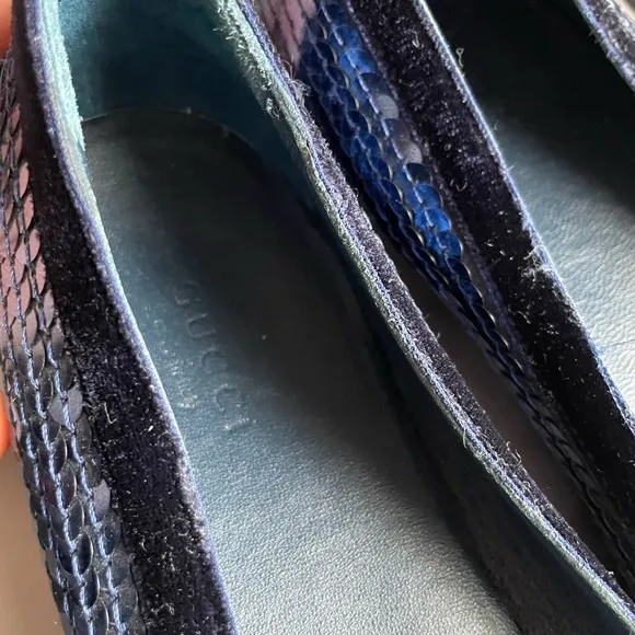 Gucci Sequin Blue Ballet Flats