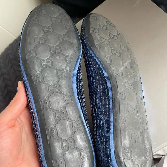 Gucci Sequin Blue Ballet Flats