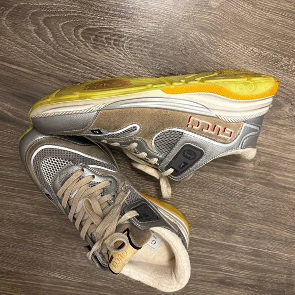 Gucci Silver Gray Designer Sneakers