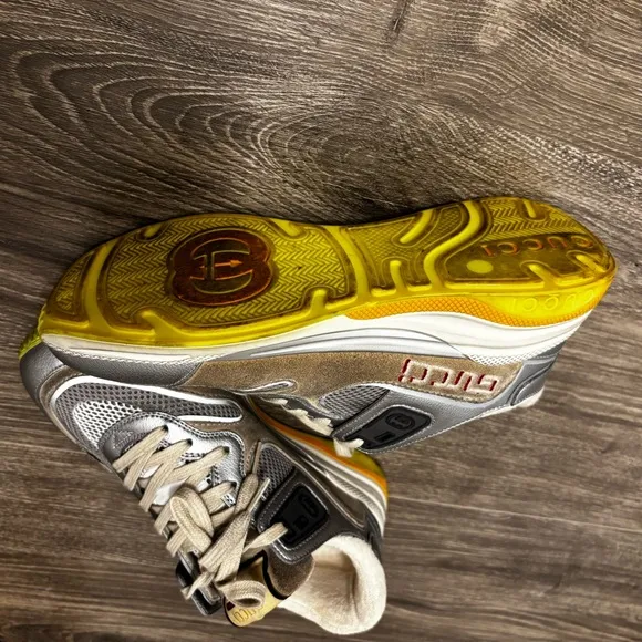 Gucci Silver Gray Designer Sneakers