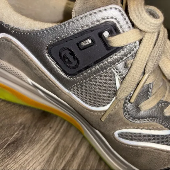 Gucci Silver Gray Designer Sneakers
