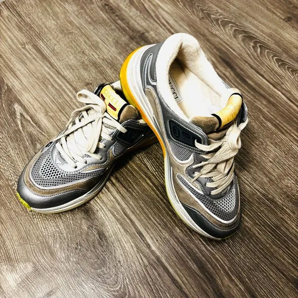 Gucci Silver Gray Designer Sneakers