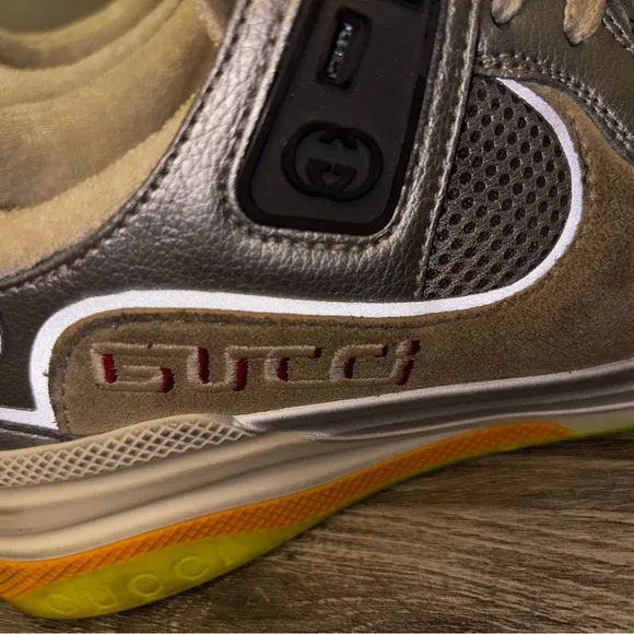 Gucci Silver Gray Designer Sneakers
