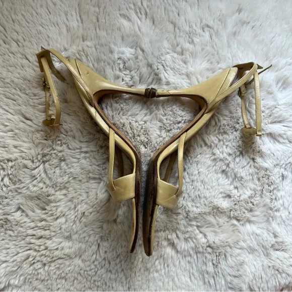 Gucci Strappy Sandals with Gold Logo Plaque Size 37.5C