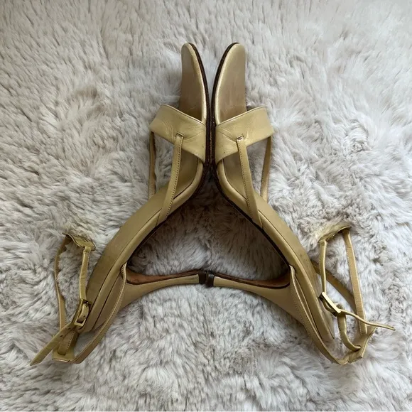 Gucci Strappy Sandals with Gold Logo Plaque Size 37.5C