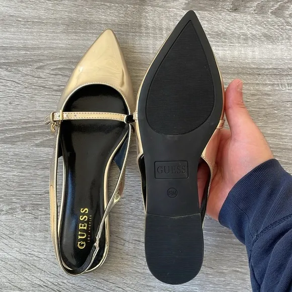 GUESS Women's Metallic Pointed Toe Slingback Flats Size 8.5 (Brand New)