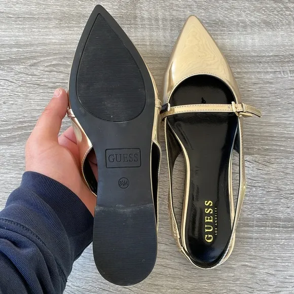 GUESS Women's Metallic Pointed Toe Slingback Flats Size 8.5 (Brand New)