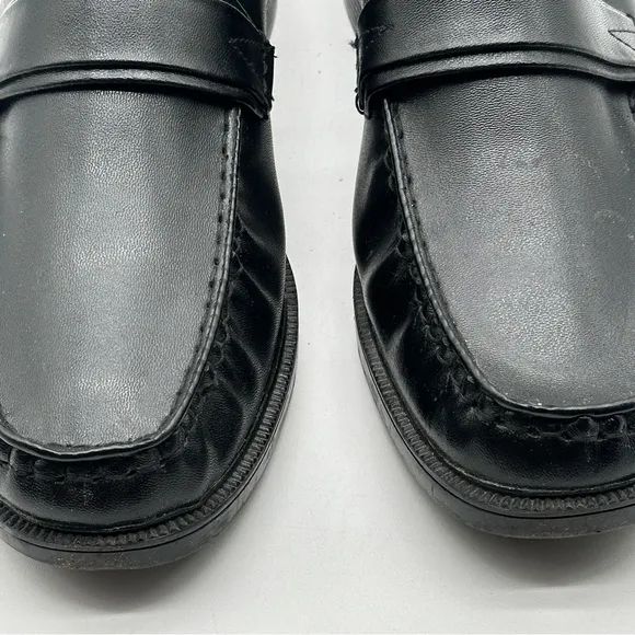 Haband Executive Division Black Leather Manmade Bottom Loafer Dress Shoe 10 D