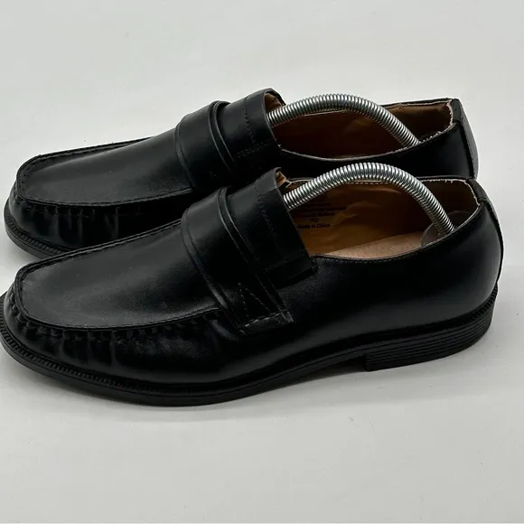 Haband Executive Division Black Leather Manmade Bottom Loafer Dress Shoe 10 D