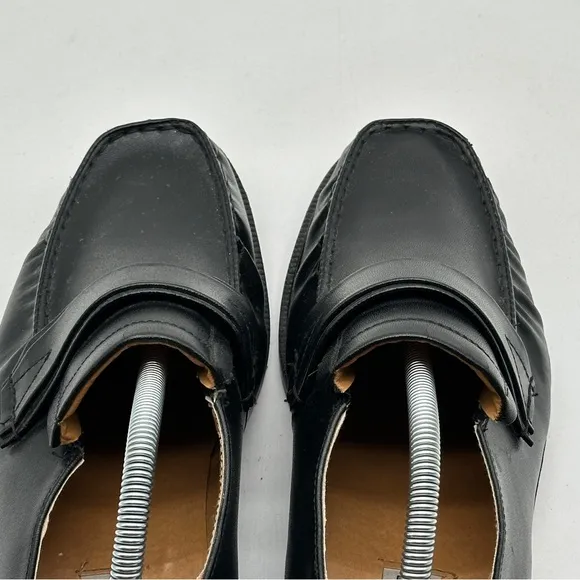 Haband Executive Division Black Leather Manmade Bottom Loafer Dress Shoe 10 D