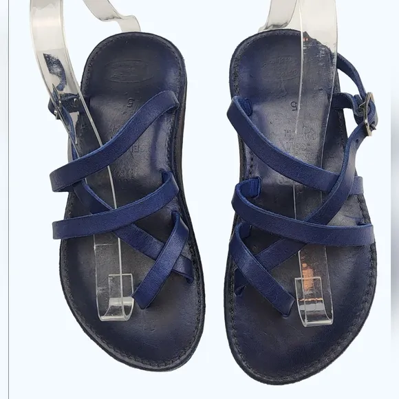 Handmade 100% Leather Adjustable Fit Strap Flat Sandals w/ Arch Support Size 6.5