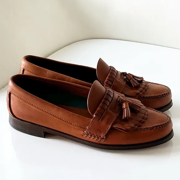 H.S. Trask Shoes Mens Size 11M  Chestnut Brown Leather Tassel Loafers Kiltie