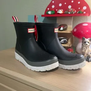 Hunter Black and White Rain &amp; Snow Boots with Chunky Soles
