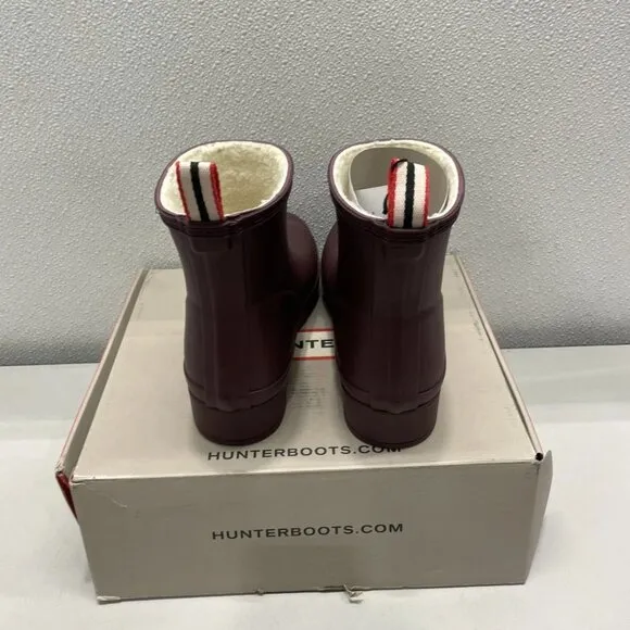 Hunter Women’s Play Short Rain Boots – Dark Red Size 8M – Waterproof, Insulated