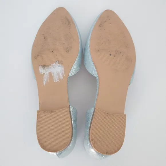 Isaac Mizrahi Metallic Pastel Blue Snakeskin D'Orsay Flats