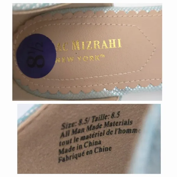 Isaac Mizrahi Metallic Pastel Blue Snakeskin D'Orsay Flats