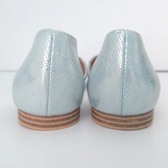 Isaac Mizrahi Metallic Pastel Blue Snakeskin D'Orsay Flats