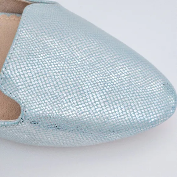 Isaac Mizrahi Metallic Pastel Blue Snakeskin D'Orsay Flats