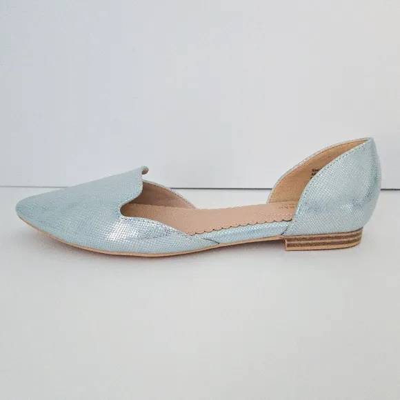 Isaac Mizrahi Metallic Pastel Blue Snakeskin D'Orsay Flats