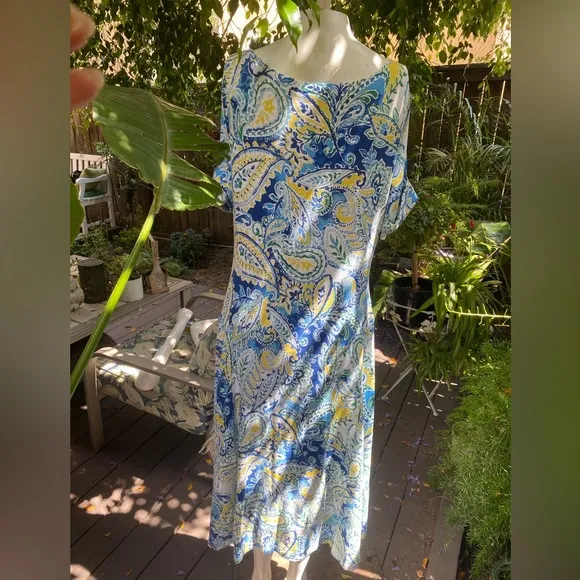 Italian tile graffiti pastel printed Jersey dress Ralph Lauren