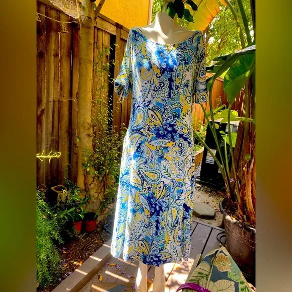 Italian tile graffiti pastel printed Jersey dress Ralph Lauren