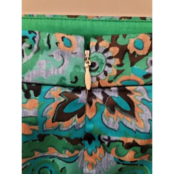 J. Crew Casbah Green Medallion Print Pencil Skirt