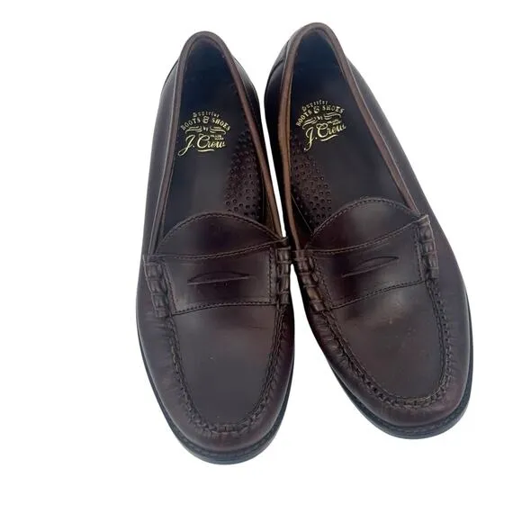 J. Crew Classic Camden Penny Leather Loafers Shoes Round Toe Brown Size 8 NWOB