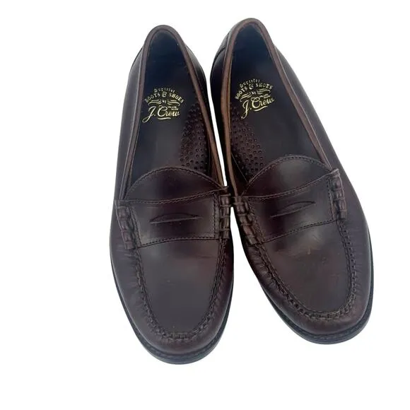 J. Crew Classic Camden Penny Leather Loafers Shoes Round Toe Brown Size 8 NWOB
