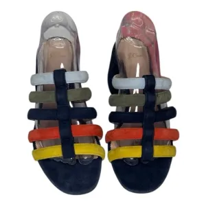 J. Crew Strappy Penny Multicolor Suede Slide Sandals Size 10
