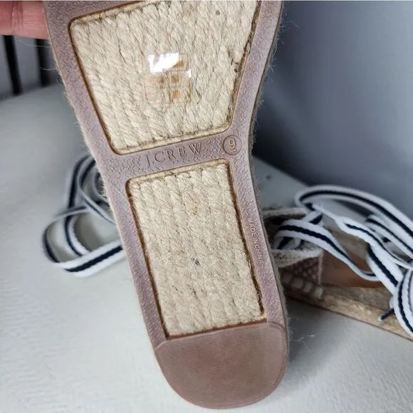 J. Crew Striped d'Orsay Lace-up Espadrilles Size 9 NWOT