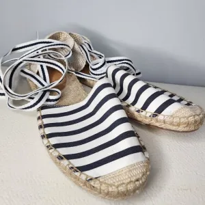 J. Crew Striped d'Orsay Lace-up Espadrilles Size 9 NWOT