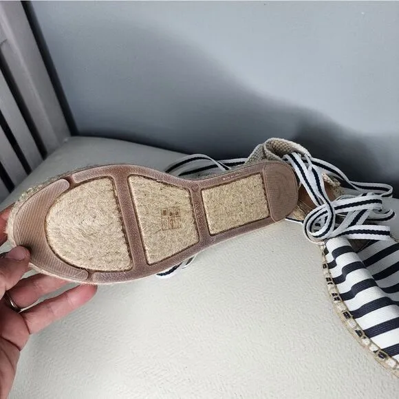 J. Crew Striped d'Orsay Lace-up Espadrilles Size 9 NWOT