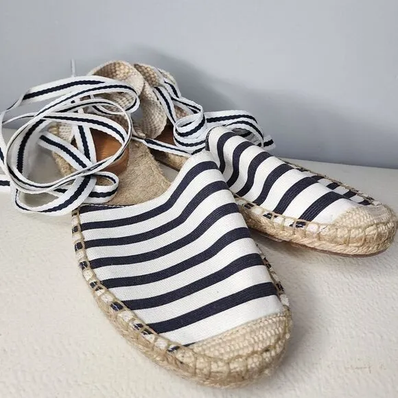 J. Crew Striped d'Orsay Lace-up Espadrilles Size 9 NWOT