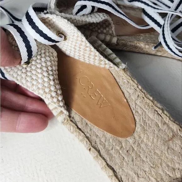 J. Crew Striped d'Orsay Lace-up Espadrilles Size 9 NWOT