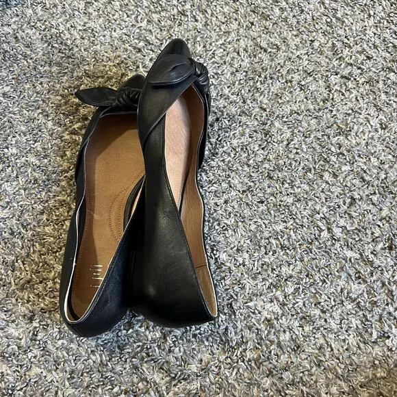 J Jill Shoes Flats Womens Size 9 Bow Pointed Toe Slip On Black Leather New