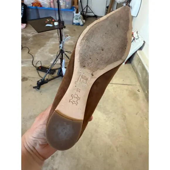 J. McLaughlin Mallory Suede Pointed Toe Tortoise Brown Loafer Flats Size 9.5