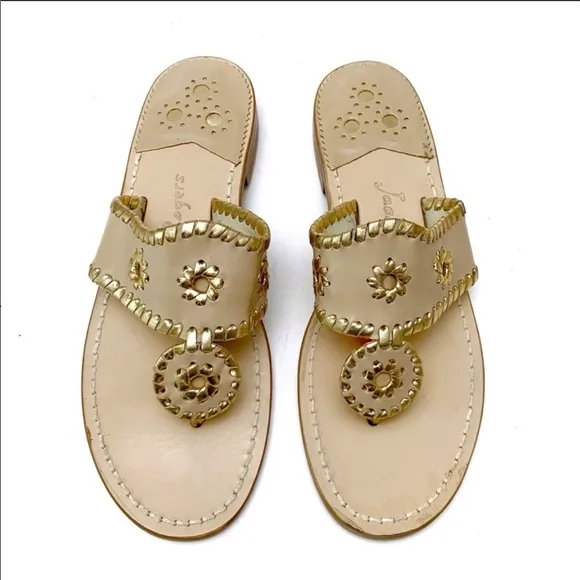 Jack Rogers Gold Leather sandal size 5 NWT