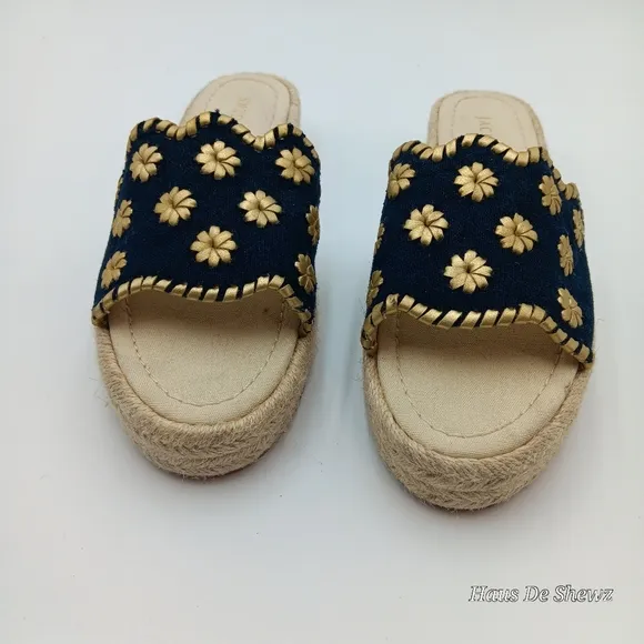 Jack Rogers Palmer Floral Jute Wrapped Platform Espadrilles Sandals Size 8