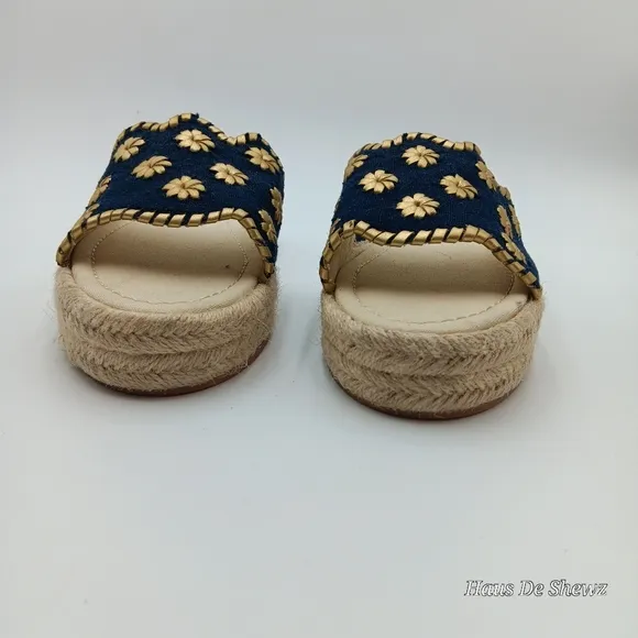 Jack Rogers Palmer Floral Jute Wrapped Platform Espadrilles Sandals Size 8